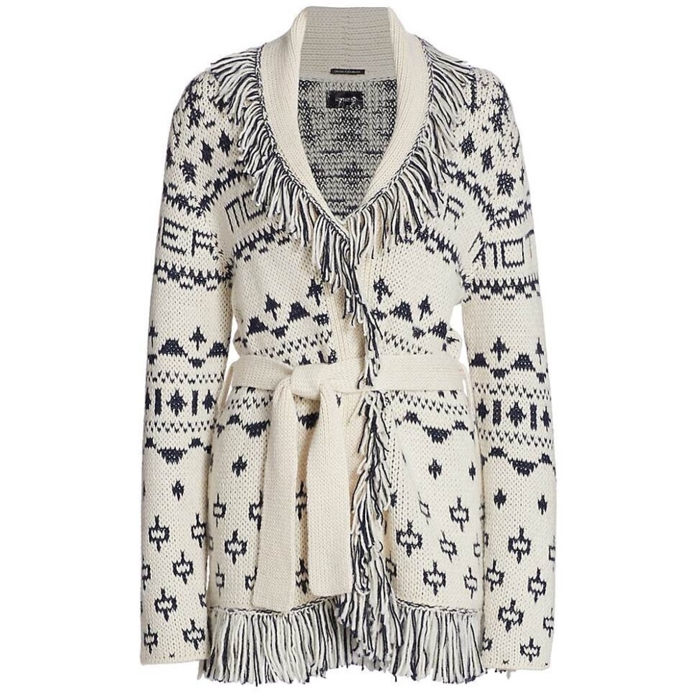 Mother the Belted Short Fringed Cardigan